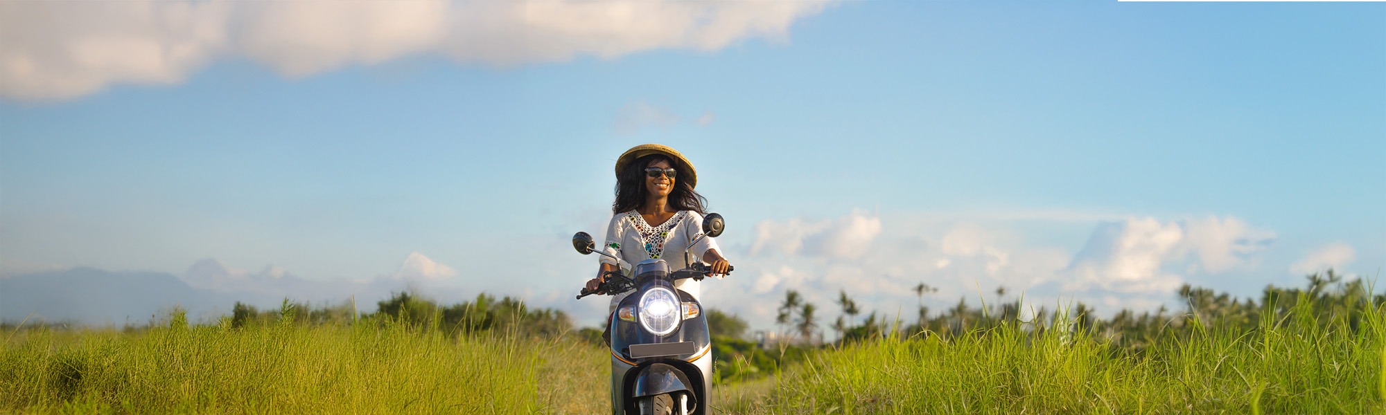 Woman riding a motorcycle