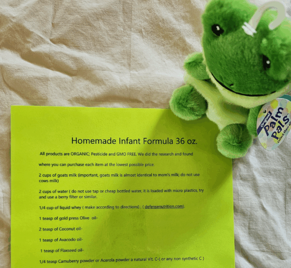 Paula’s Infant Formula Recipe Card
